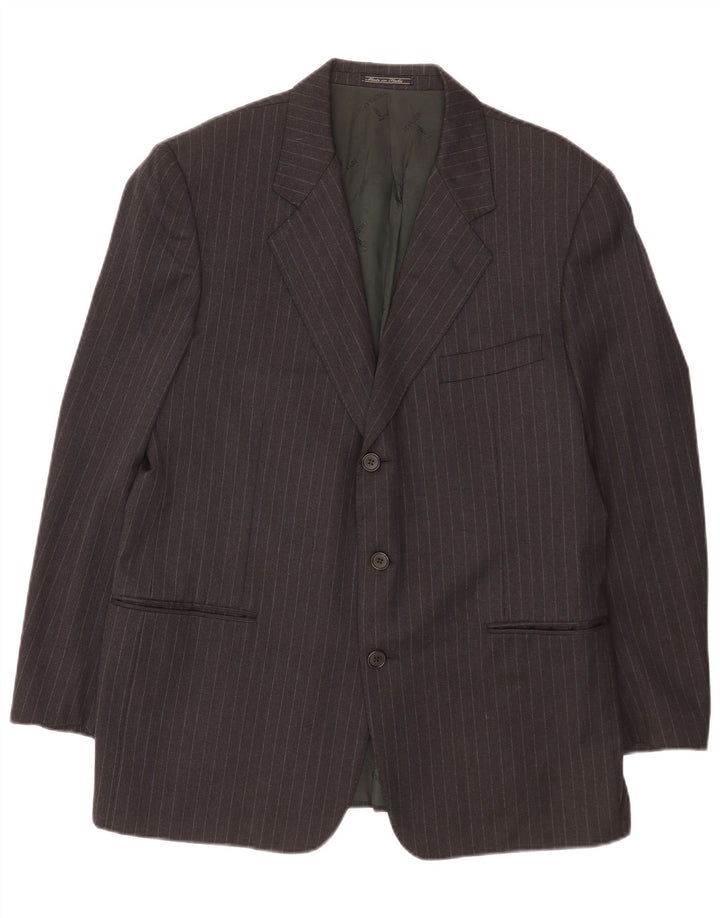 Trussardi Herren-Blazer mit 3 Knöpfen, IT 52 XL, graue Nadelstreifen-Schurwolle