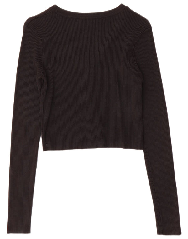 Zara Womens Long Sleeve Cardigan Top UK 8 Small Black Polyamide