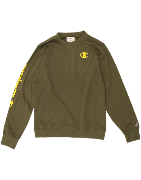 Champion Damen Grafik-Sweatshirt-Pullover UK 16 Große grüne Baumwolle