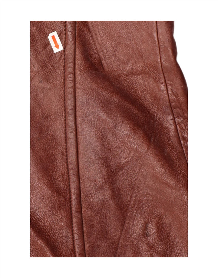VINTAGE Damen Ledermantel IT 52 2XL Braunes Leder