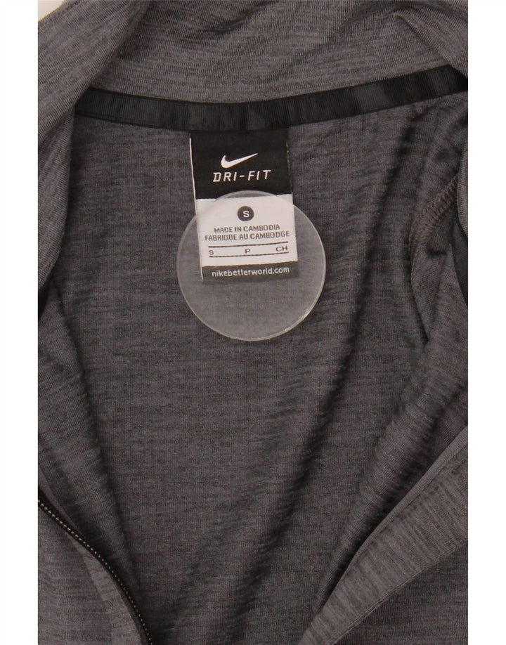 Nike Damen Dri Fit Trainingsanzug Top Jacke UK 10 Small Grau meliert