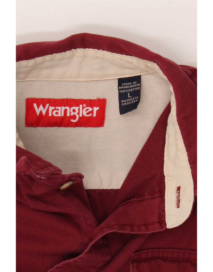 Wrangler Herren-Hemd, groß, Burgunderrot, Baumwolle