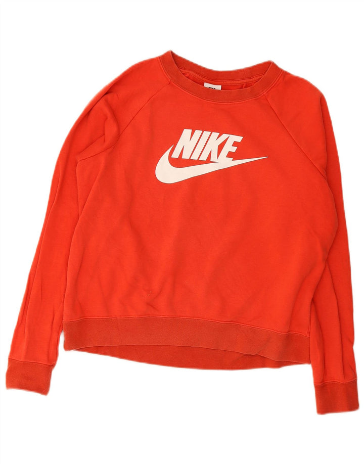 Nike Damen Grafik-Sweatshirt-Pullover UK 14 Mittelrote Baumwolle
