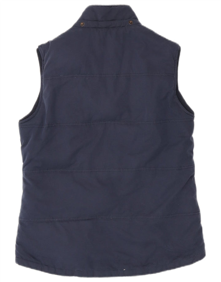 FAT FACE Womens Sleeveless Sherpa Jacket UK 10 Small  Navy Blue Polyester