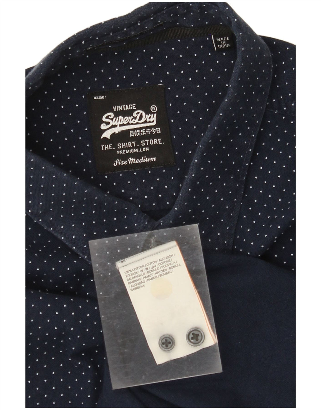 SUPERDRY Herren-Hemd aus Baumwolle in mittlerer Marineblau-Optik