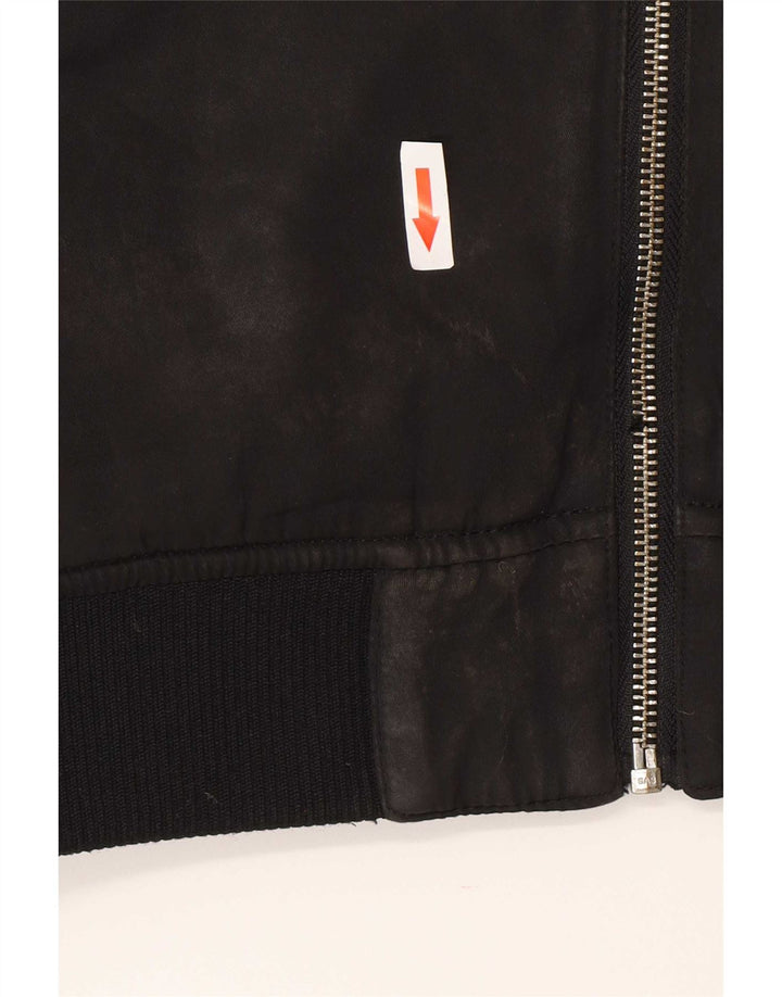 Zara Damen Sherpa Bomberjacke UK 14 Medium Schwarz Polyester