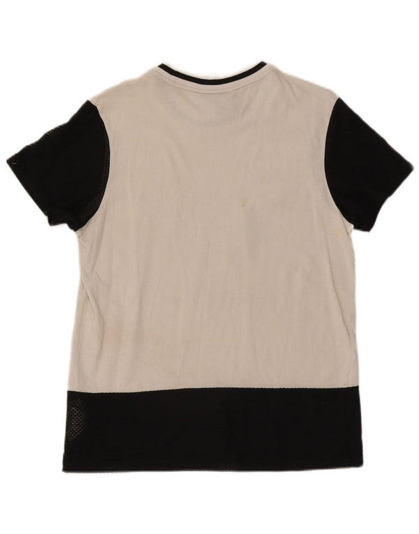 Adidas Damen Grafik T-Shirt Top UK 8 Small Weiß Colourblock Baumwolle
