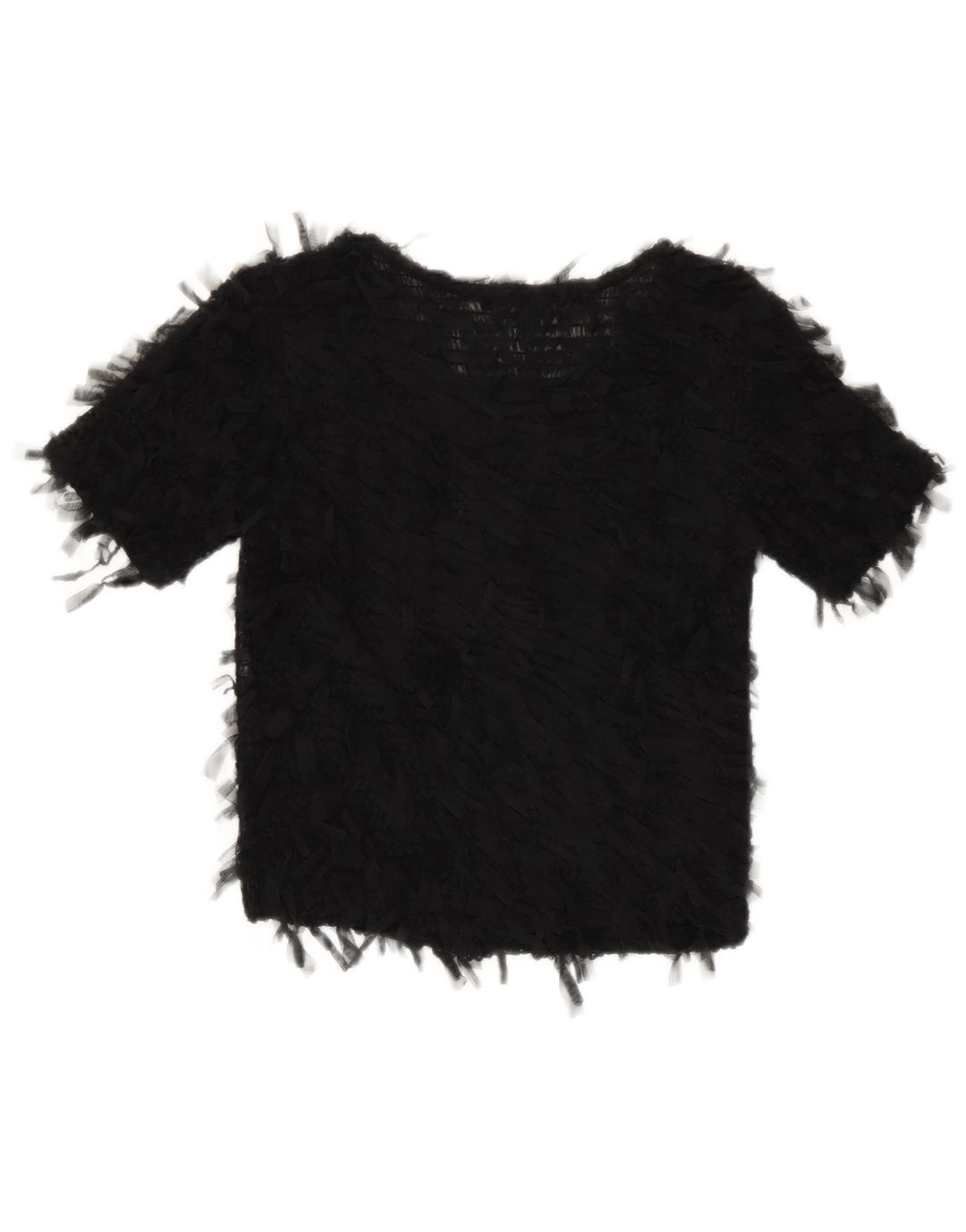 Zara Damen Crop See Through Bluse Top UK 8 Small Schwarz