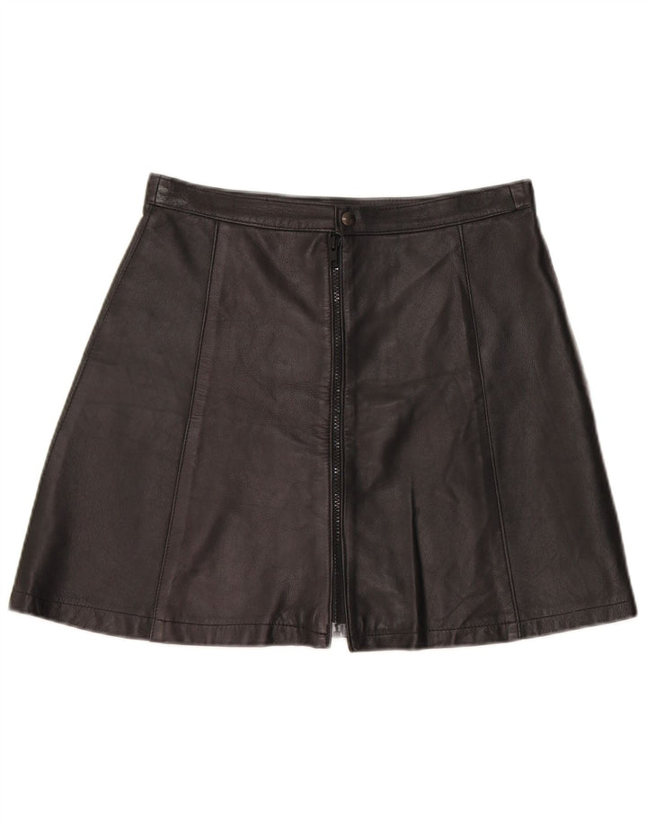 Vintage Damen Mini Lederrock W28 Medium Schwarz