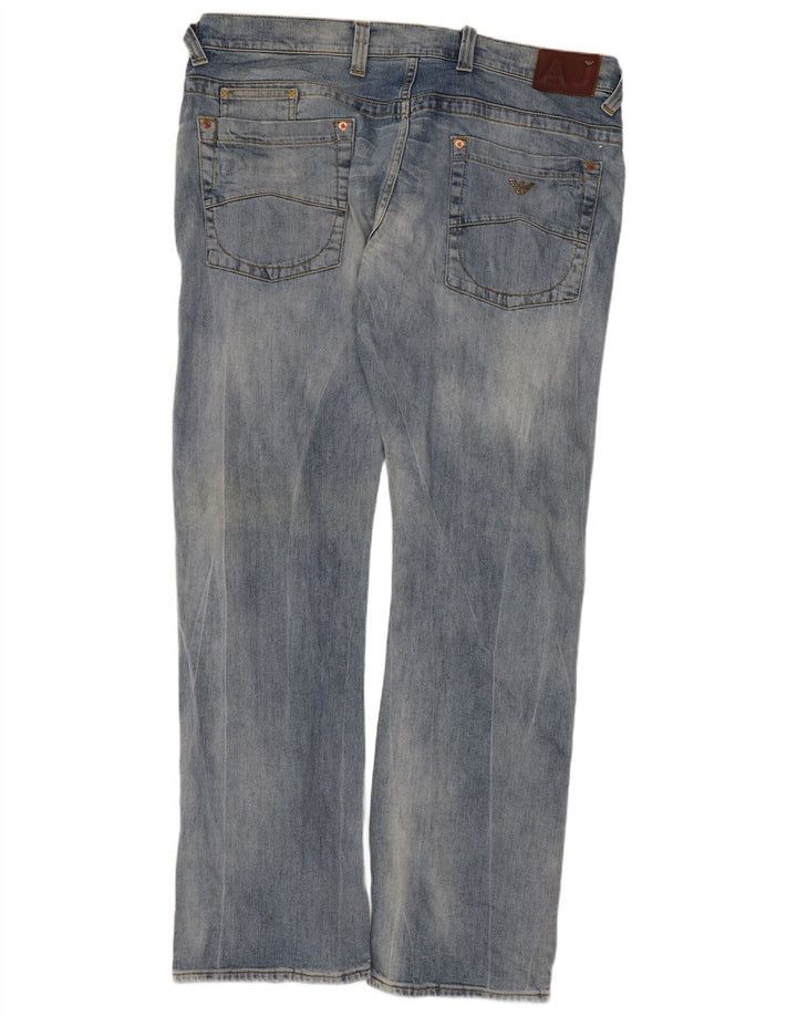 Armani Herren Distressed Straight Jeans W38 L32 Blaue Baumwolle