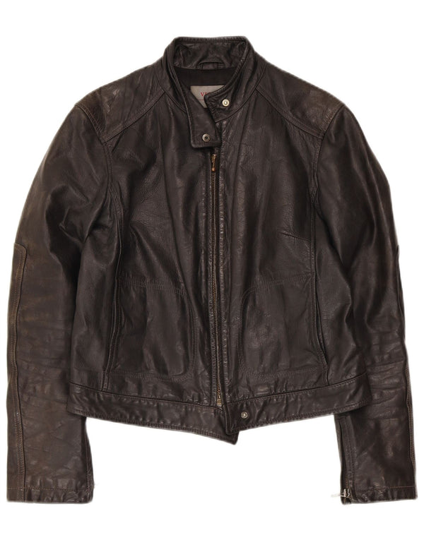 Victory Damen Lederjacke IT 42 Mittelschwarzes Leder