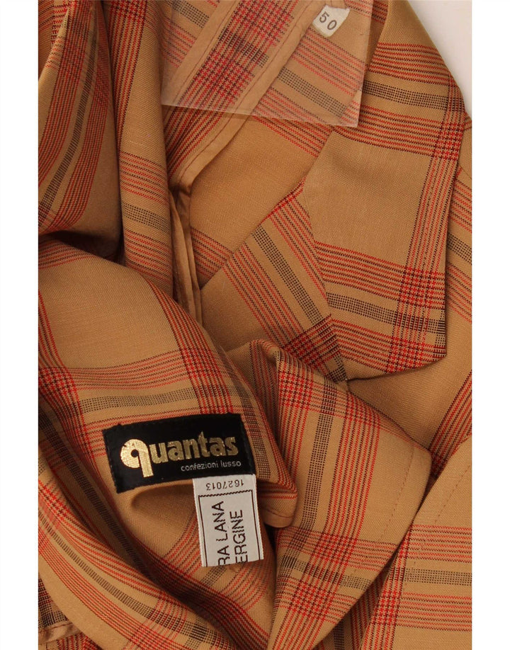 Quantas Herren-Blazer mit 2 Knöpfen, IT 50, große braun karierte Wolle