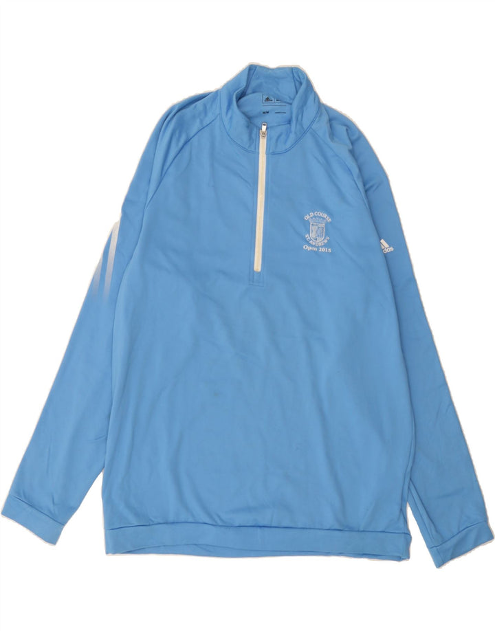 ADIDAS Mens Zip Neck Pullover Tracksuit Top Medium Blue Polyester Vintage Adidas and Second-Hand Adidas from Messina Hembry 