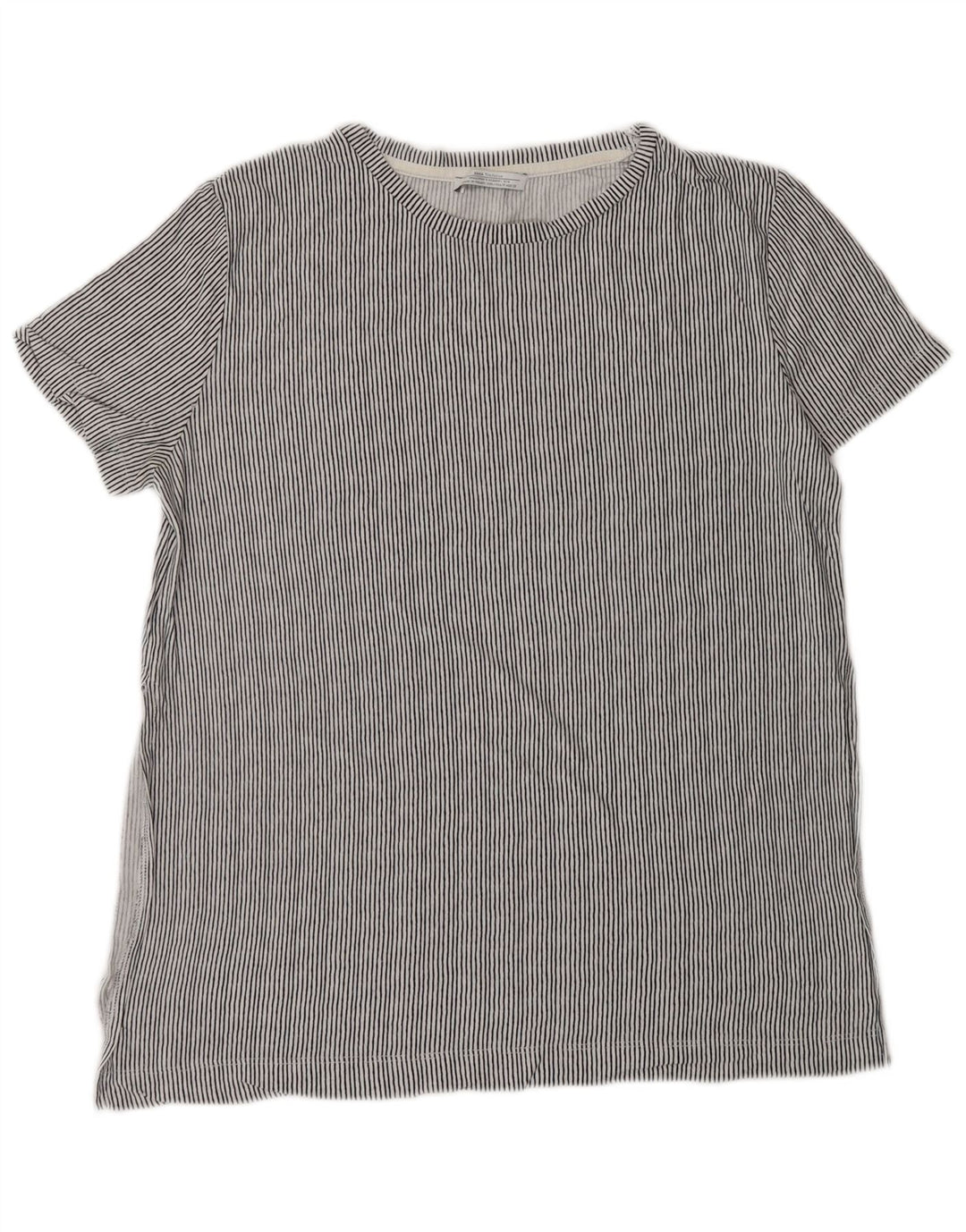 Zara Damen Trafaluc T-Shirt Top UK 14 Mittelgrau gestreift