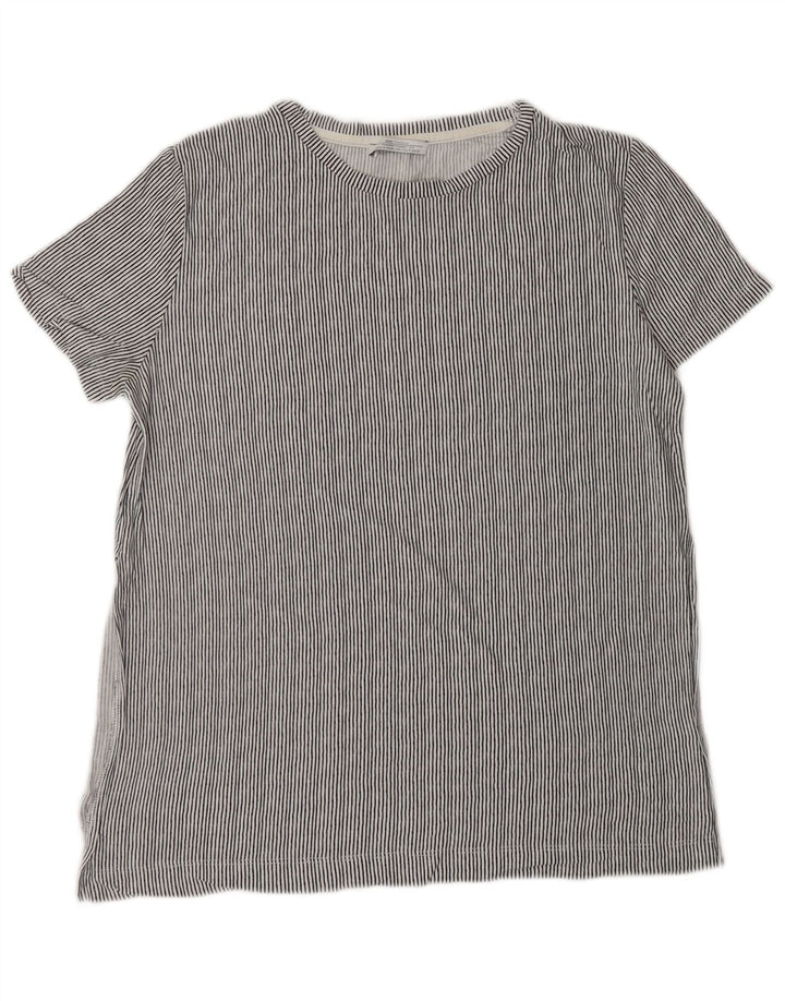 Zara Damen Trafaluc T-Shirt Top UK 14 Mittelgrau gestreift