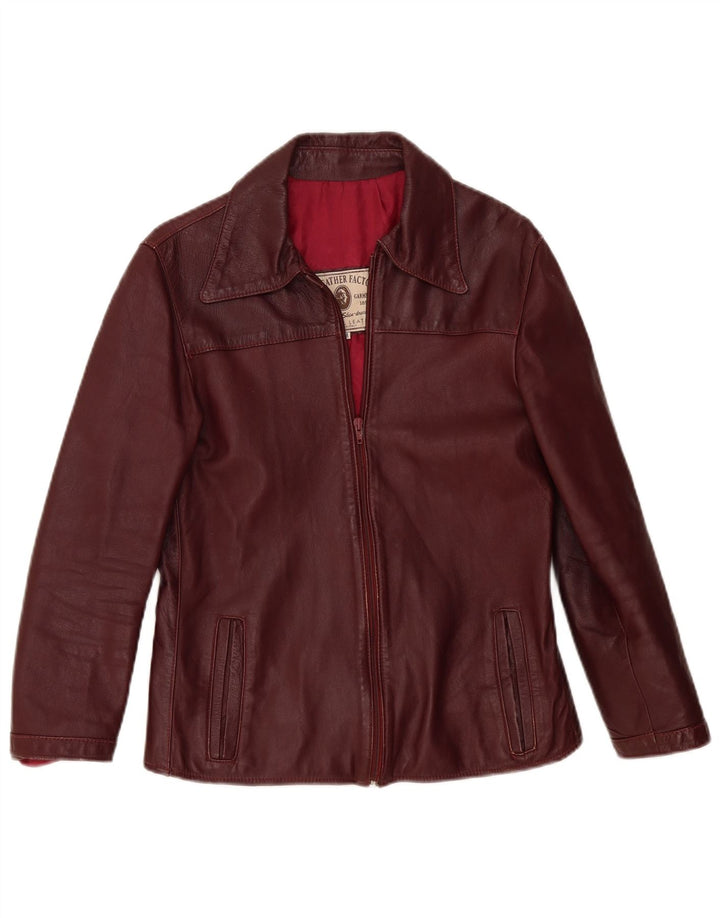 Vintage Damen Lederjacke UK 14 Medium Burgund