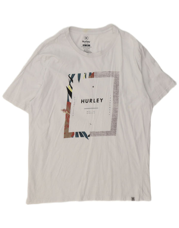 Hurley Herren-T-Shirt mit Grafik, Größe L, aus weißer Baumwolle