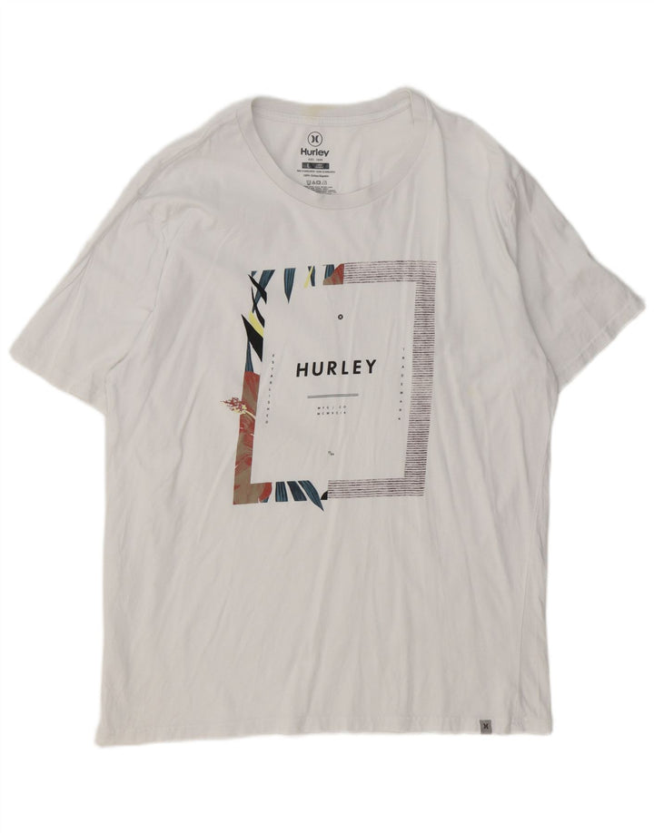 Hurley Herren-T-Shirt mit Grafik, Größe L, aus weißer Baumwolle