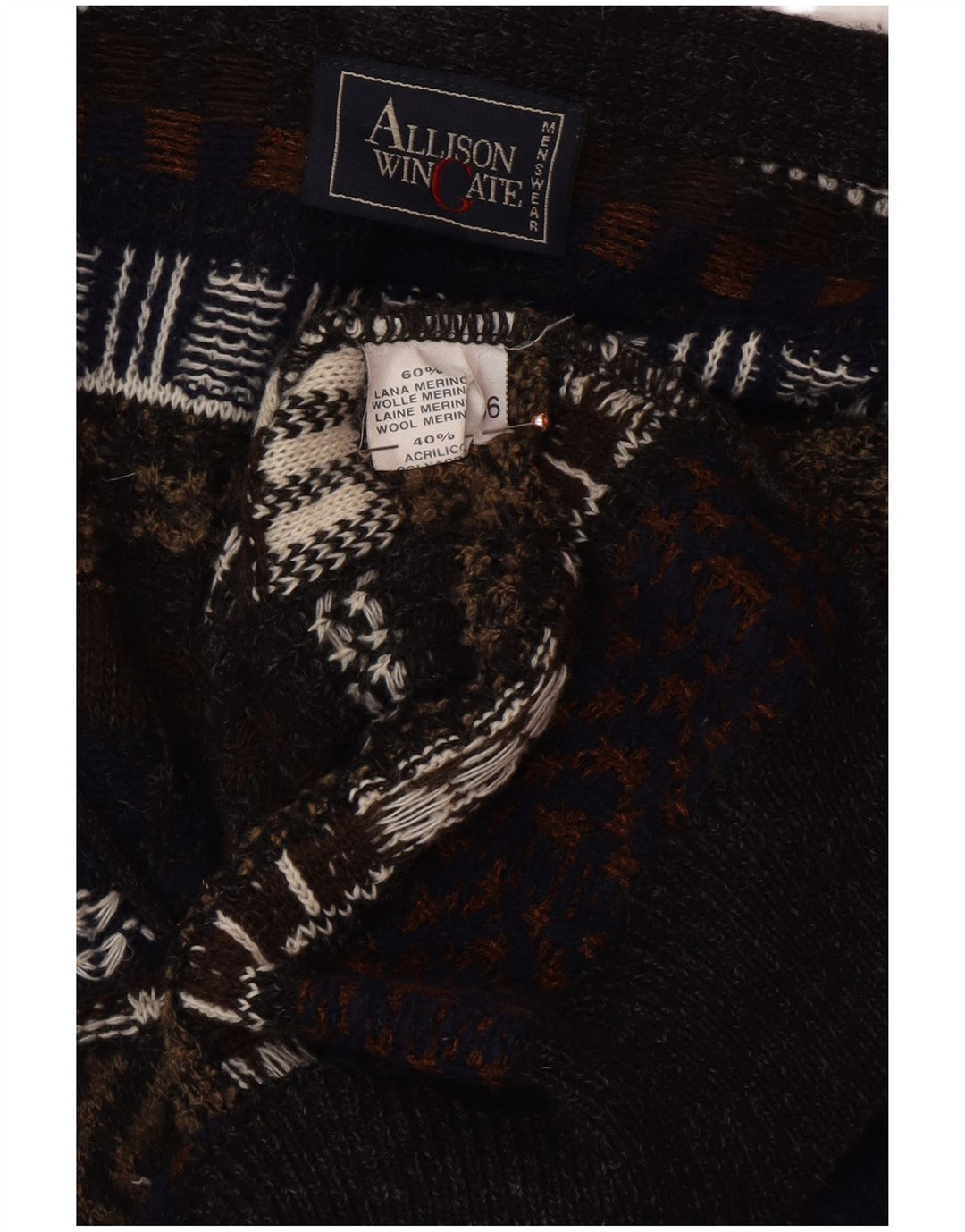 ALLISON WINGATE Herren-Cardigan-Pullover IT 56 2XL Mehrfarbig Fair Isle