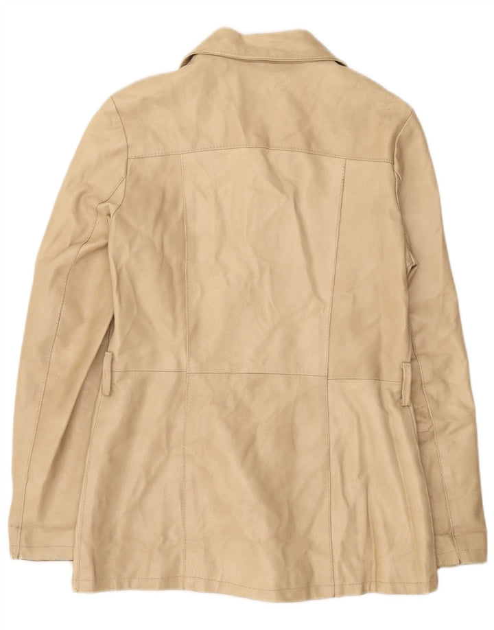 Viamaestra Damen Lederjacke UK 12 Medium Beige Leder