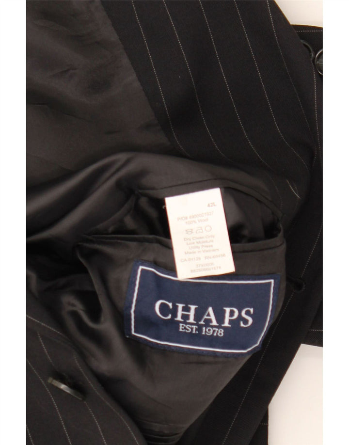 CHAPS Herren-Blazer mit 3 Knöpfen, UK 42, XL, schwarze Nadelstreifenwolle