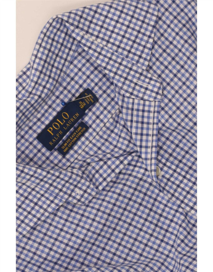 Polo Ralph Lauren Herren-Stretchhemd, Größe 40/41, 16, großes blaues Gingham