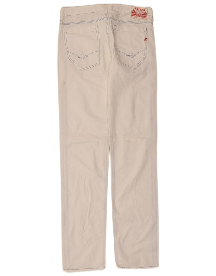Replay Herren Straight Jeans W31 L34 Weiße Baumwolle