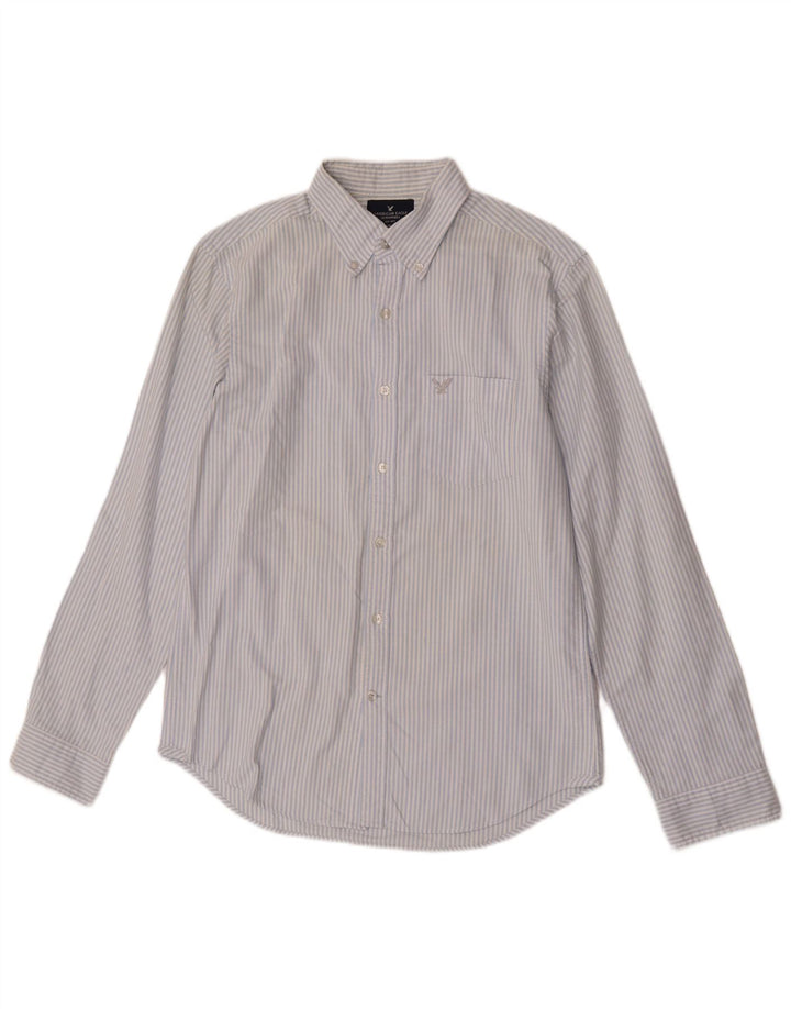 American Eagle Herren-Slim-Fit-Hemd, klein, blau gestreift, Baumwolle