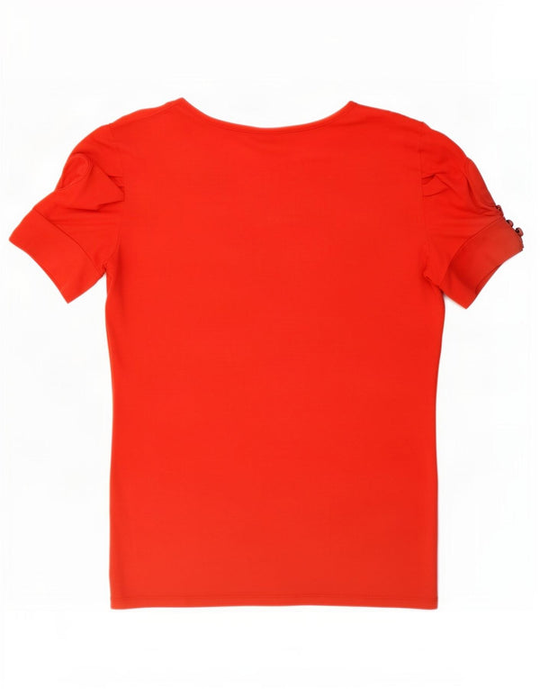 Guess Damen Kurzarm-T-Shirt mit Grafik, UK 12, Mittelrotes Logo