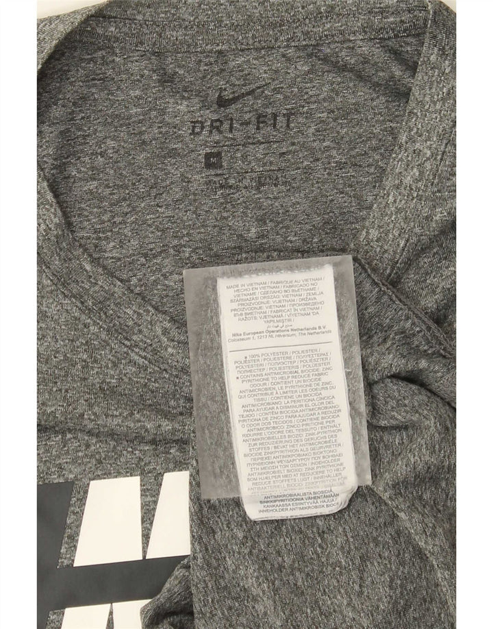 Nike Herren Dri Fit Grafik-T-Shirt-Oberteil aus mittelgrau meliertem Polyester