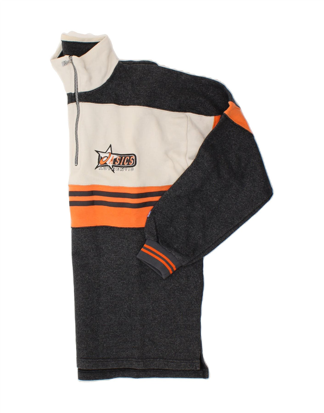 ASICS Herren-Sweatshirt mit Reißverschluss am Hals, groß, schwarze Farbblock-Baumwolle