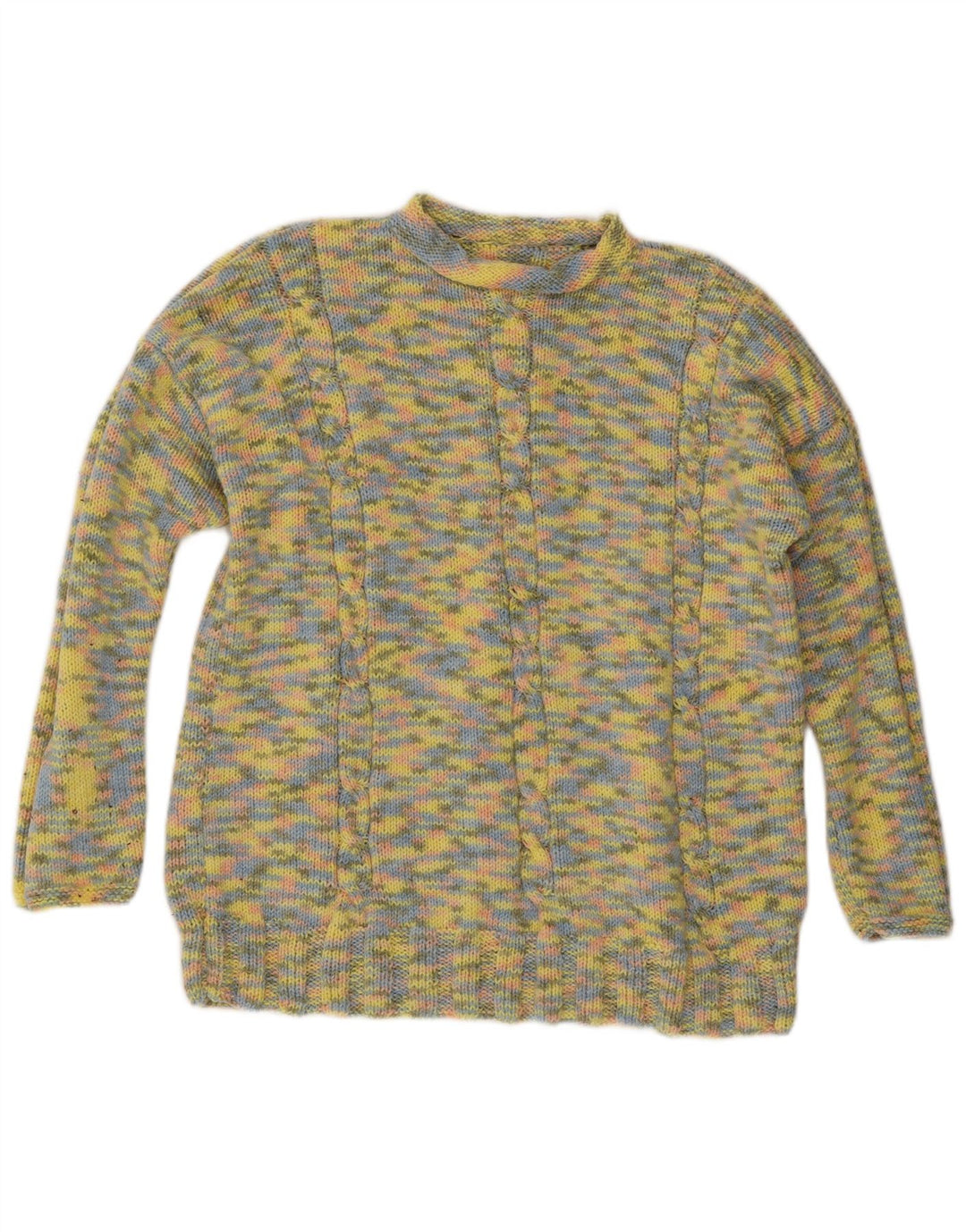 Vintage Damen Rollkragenpullover Pullover UK 14 Groß Gelb meliert