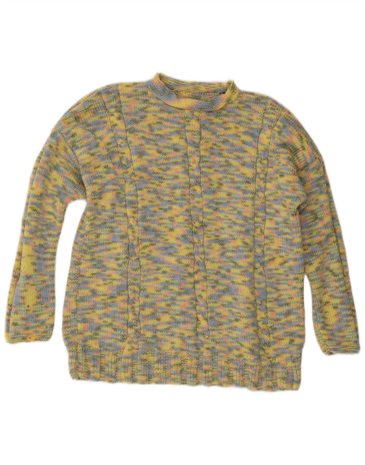 Vintage Damen Rollkragenpullover Pullover UK 14 Groß Gelb meliert