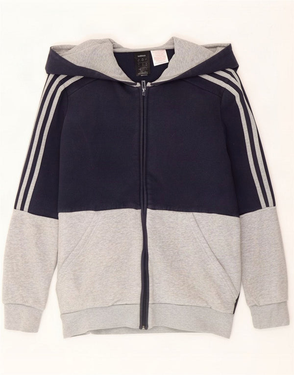 Adidas Jungen-Kapuzenpullover mit Reißverschluss, 13–14 Jahre, marineblau, Colourblock-Baumwolle