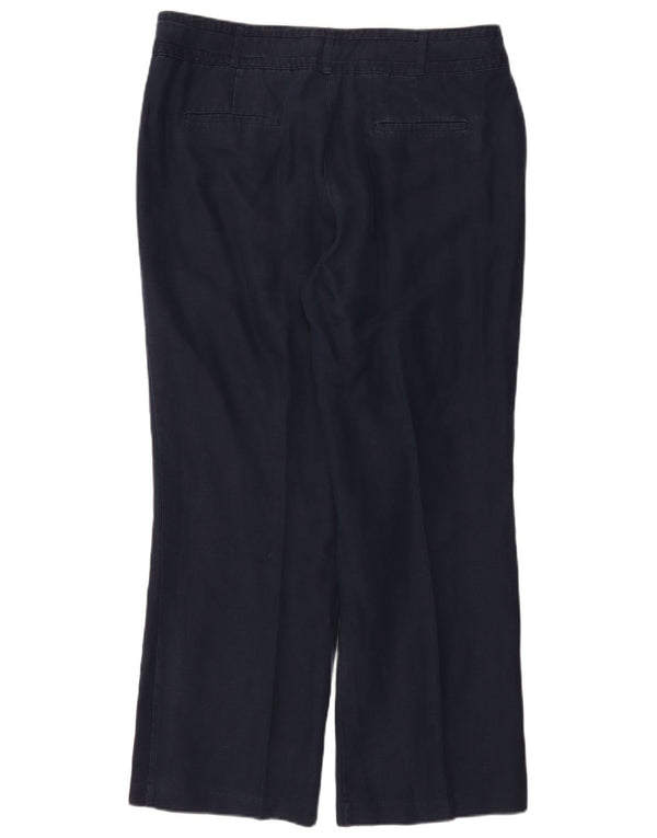 Monsoon Damen-Freizeithose mit weitem Bein, UK-Größe 46, Größe L W36 L29, marineblaues Leinen
