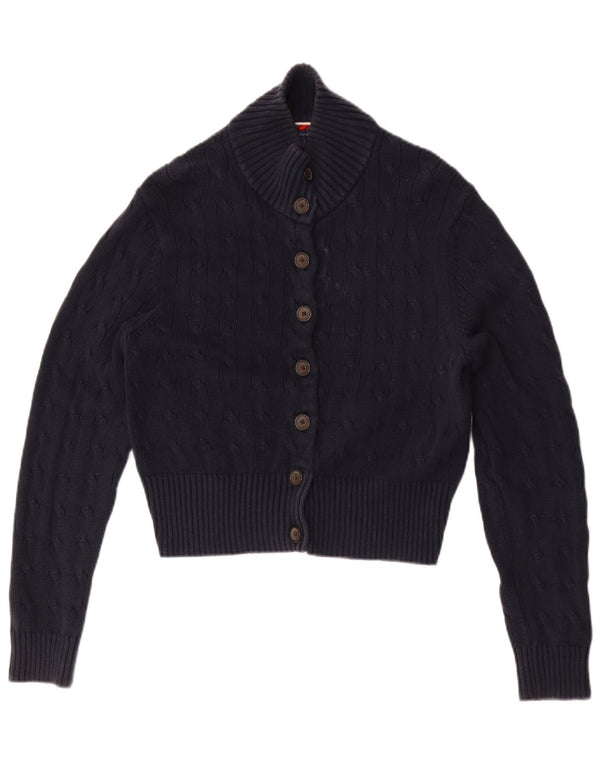 Tommy Hilfiger Damen Crop Cardigan Pullover UK 18 XL Marineblau Baumwolle