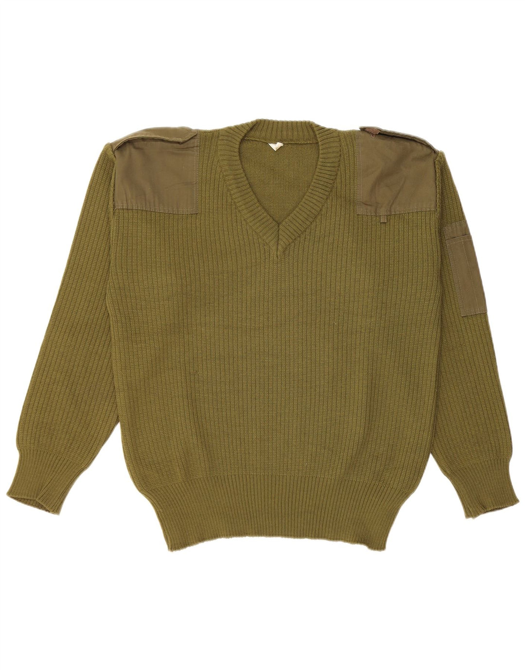 Vintage Herren Militär Pullover mit V-Ausschnitt Medium Khaki