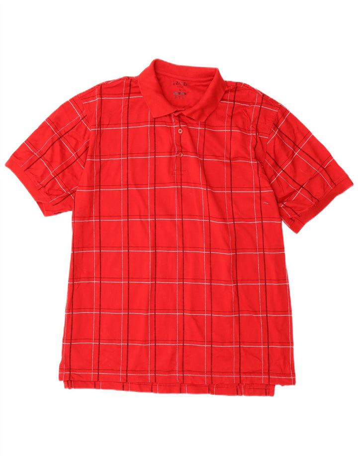IZOD Herren-Golf-Poloshirt, mittelrot, kariert, Baumwolle