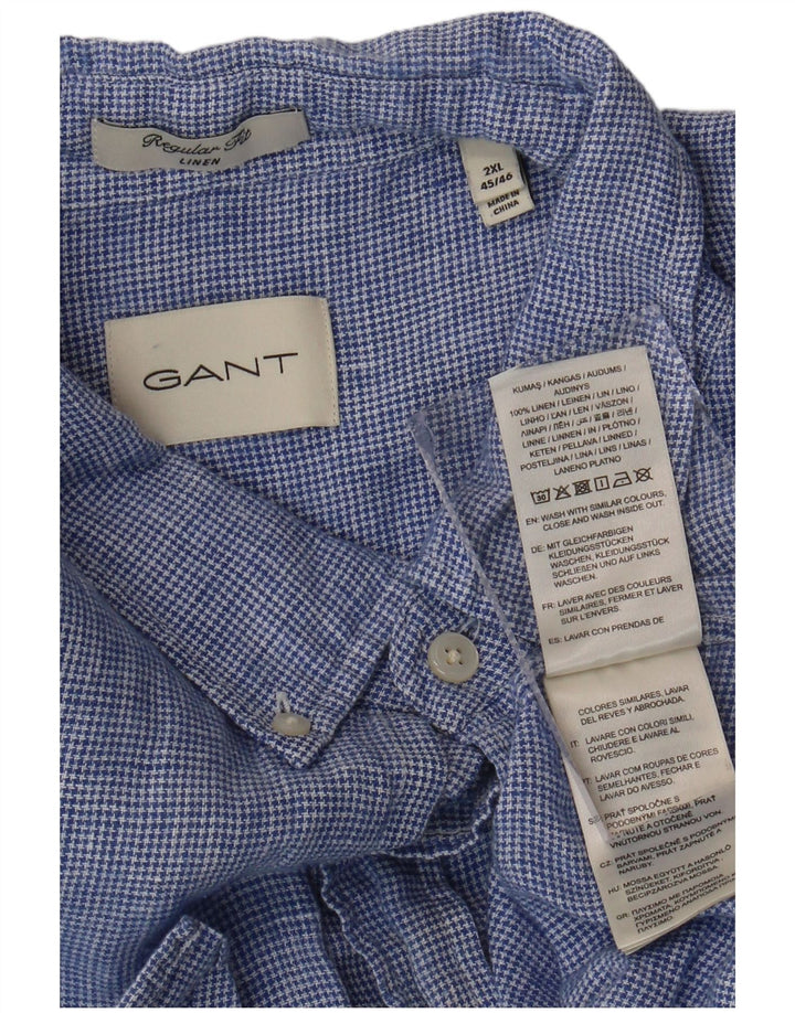GANT Herren-Kurzarmhemd mit normaler Passform, Größe 45/46, 2XL, blauer Hahnentrittmuster