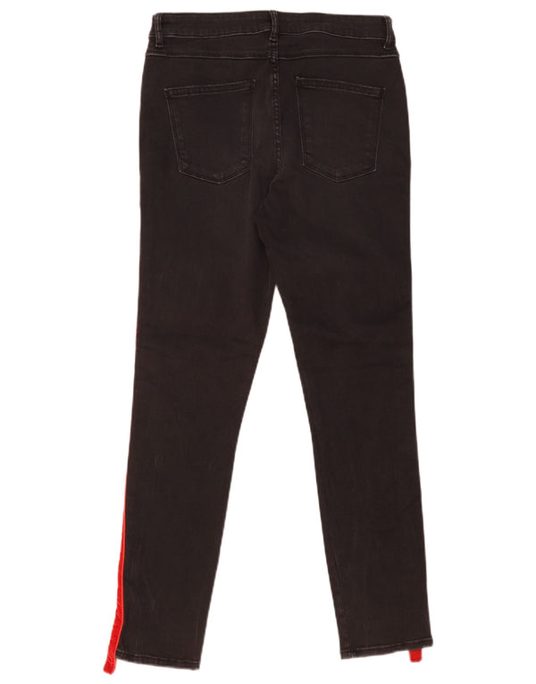 Zara Damen Skinny Jeans EU 42 Large W32 L27 Schwarze Colourblock-Baumwolle