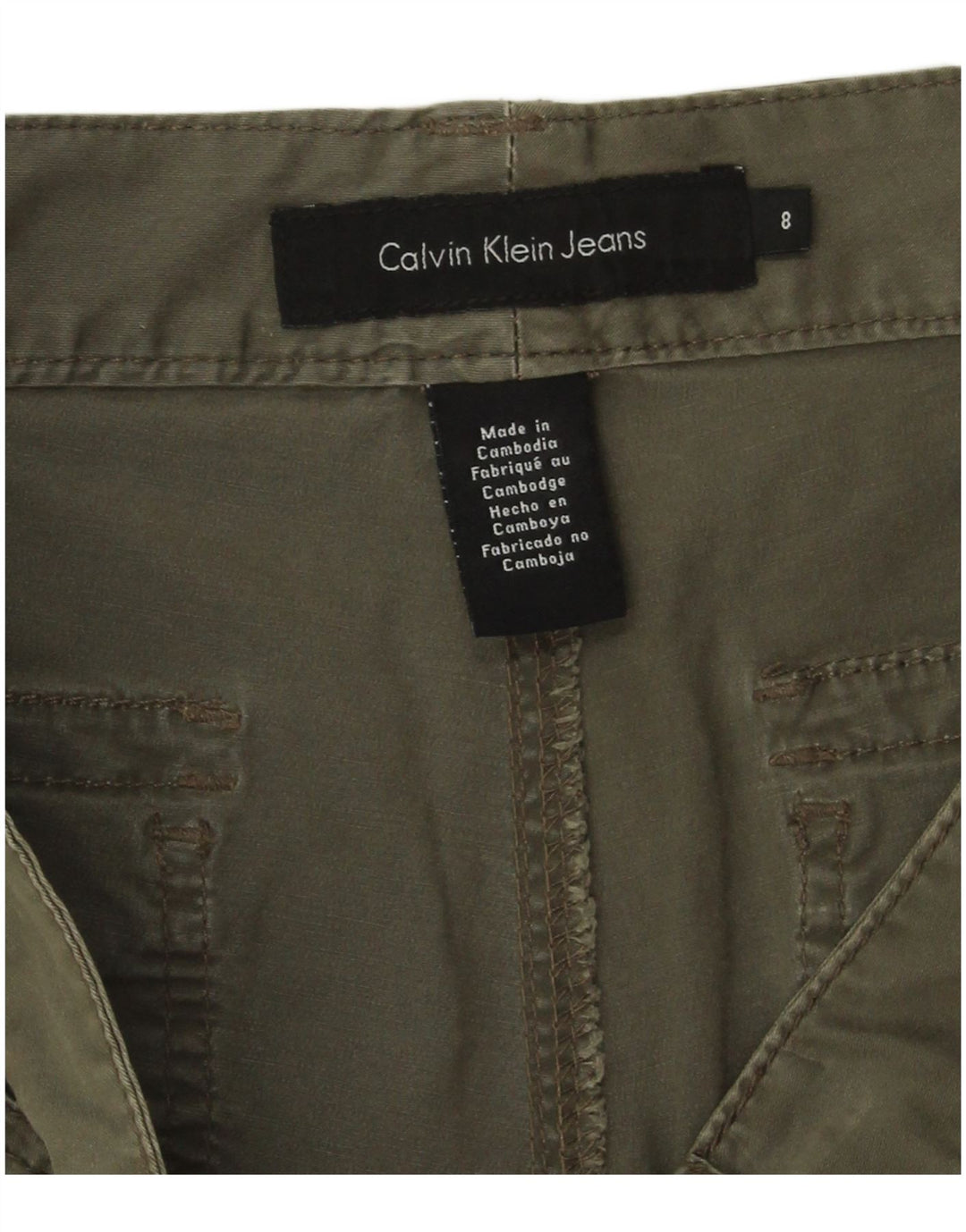 Calvin Klein Damen Bermudashorts US 8 Medium W30 Khaki Baumwolle