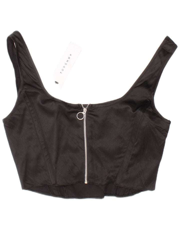 Topshop Damen Crop Corset Top UK 6 XS Schwarz Polyester