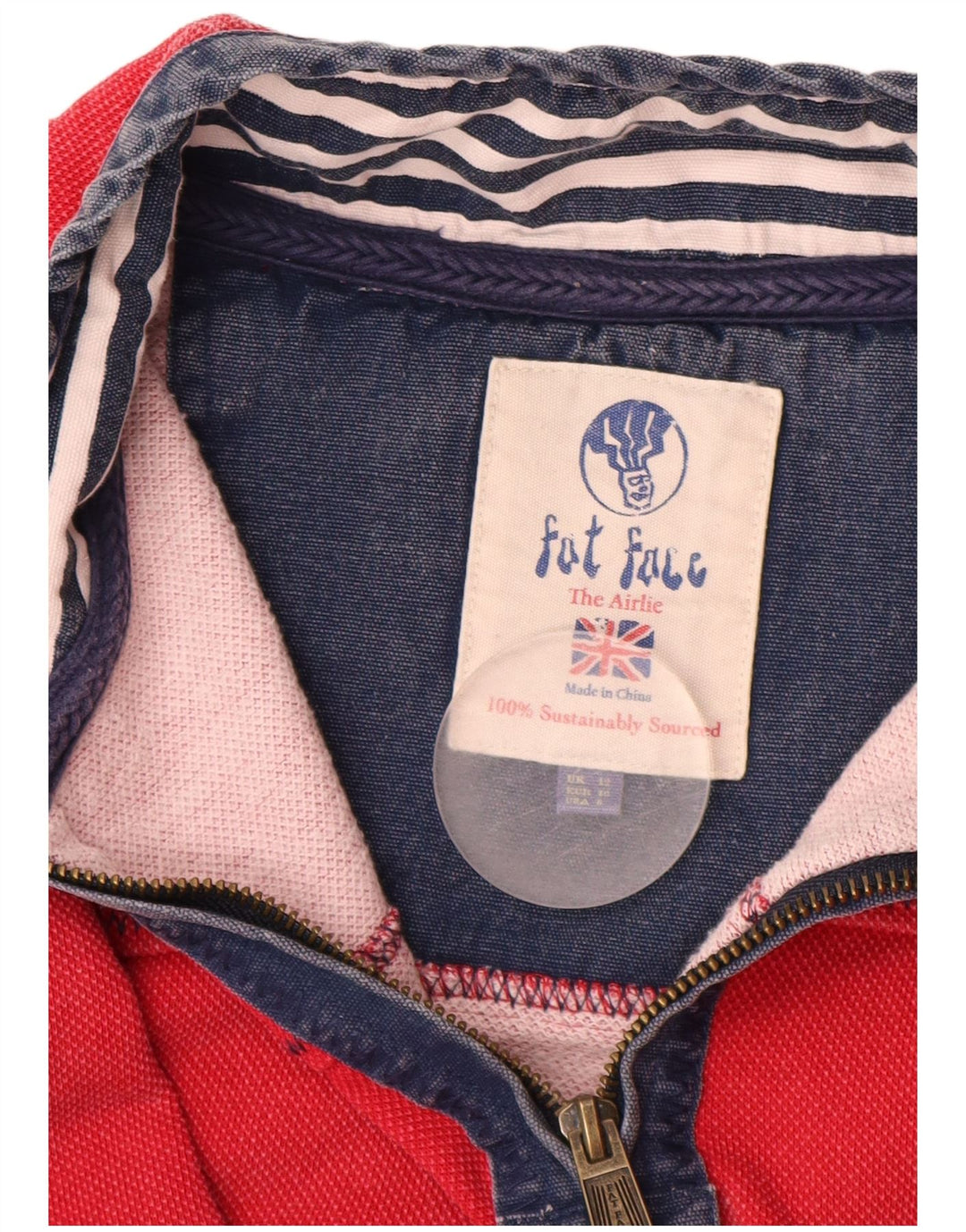 FAT FACE Damen-Sweatshirt mit Reißverschluss am Hals, UK 12, mittelrot, Baumwolle