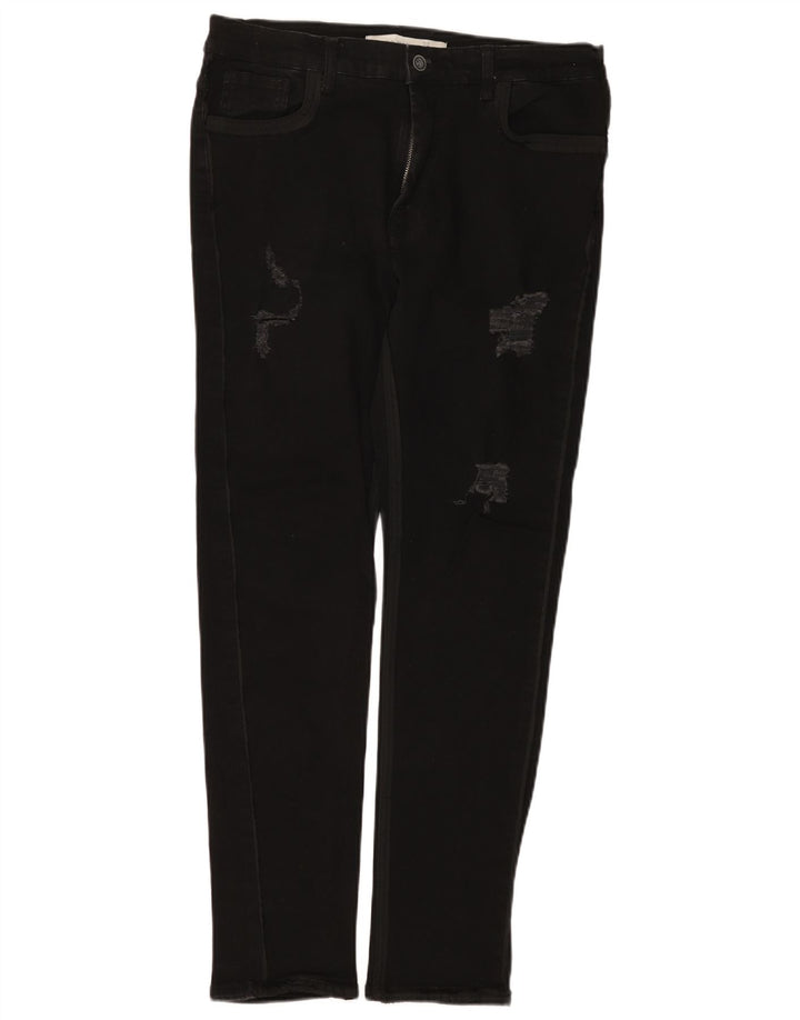 Zara Herren Distressed Slim Jeans EU 44 Large W34 L29 Schwarz