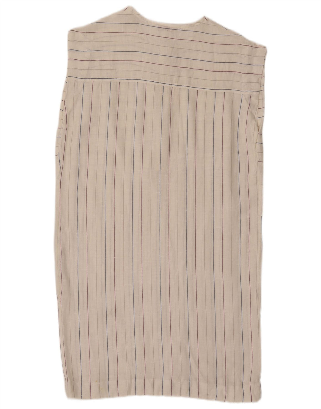 Vintage Damen Ärmelloses Etuikleid IT 42 Medium Off White gestreift