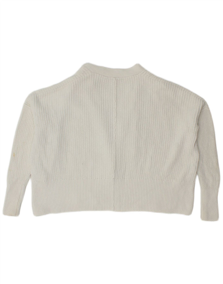 WHISTLES Damen-Strickjacke, übergroß, bauchfrei, offen, Gr. 6, XS, weiße Baumwolle