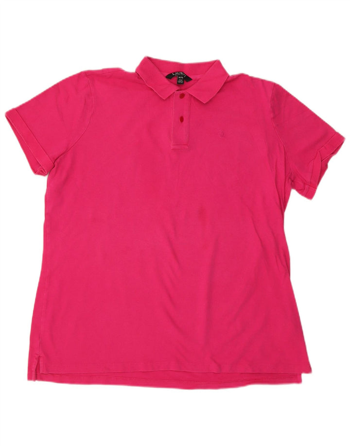 RALPH LAUREN Damen Poloshirt UK 18 XL Rosa Baumwolle