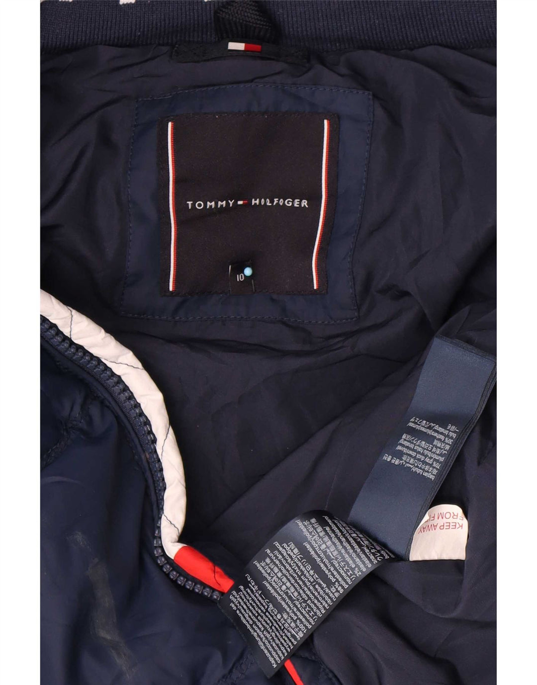 Tommy Hilfiger wattierte Jungenjacke mit Kapuze, 9–10 Jahre, marineblaues Polyester