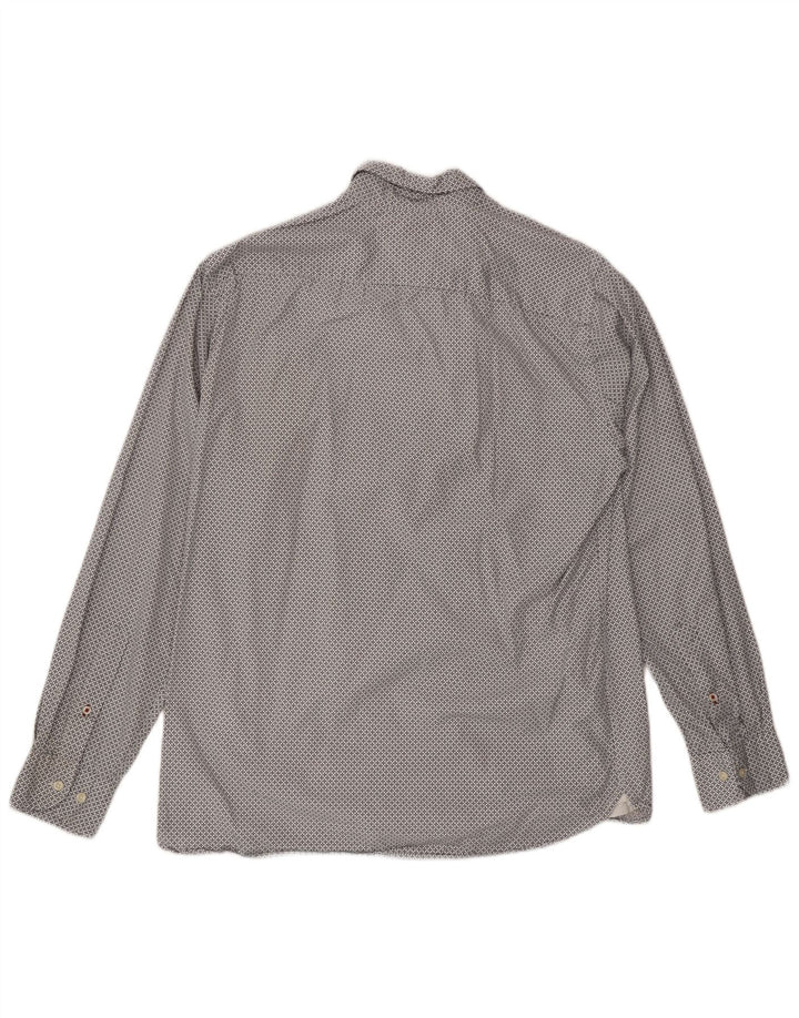 TOMMY HILFIGER Mens Regular Fit Shirt Large White Spotted Cotton