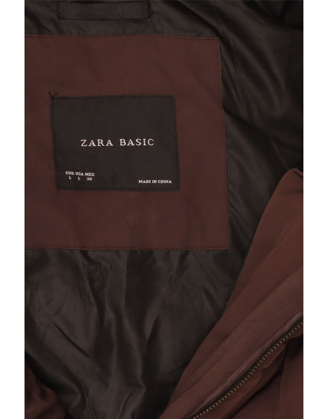 Zara Damen Wattierter Mantel UK 16 Large Braun